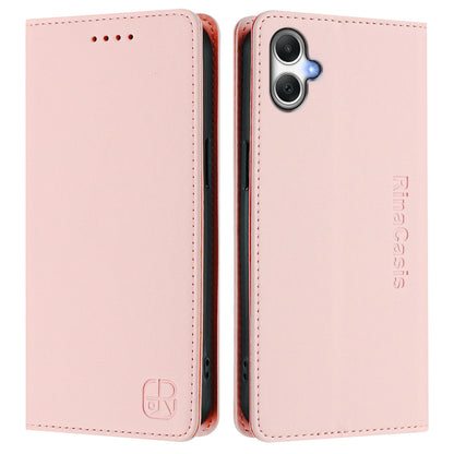 Samsung Galaxy A06 4G Dual-Folded Magnetic Suction RFID Blocking PU Leather Wallet Phone Case with Card Slots, Cash Pocket, Kickstand, Full Protective Flip Cover