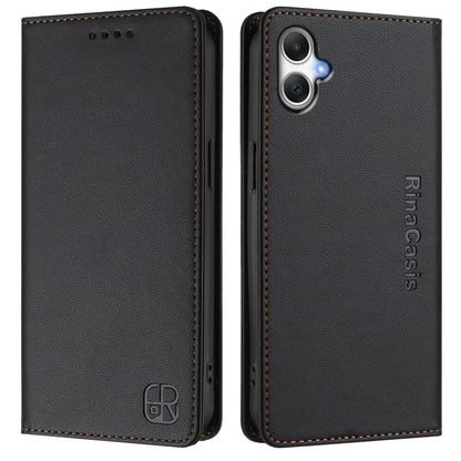 Samsung Galaxy A06 4G Dual-Folded Magnetic Suction RFID Blocking PU Leather Wallet Phone Case with Card Slots, Cash Pocket, Kickstand, Full Protective Flip Cover