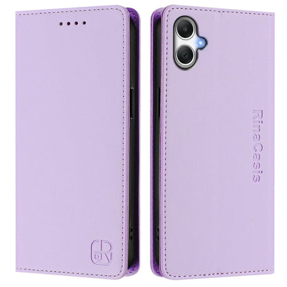 Samsung Galaxy A06 5G Dual-Folded Magnetic Suction RFID Blocking PU Leather Wallet Phone Case with Card Slots, Cash Pocket, Kickstand, Full Protective Flip Cover