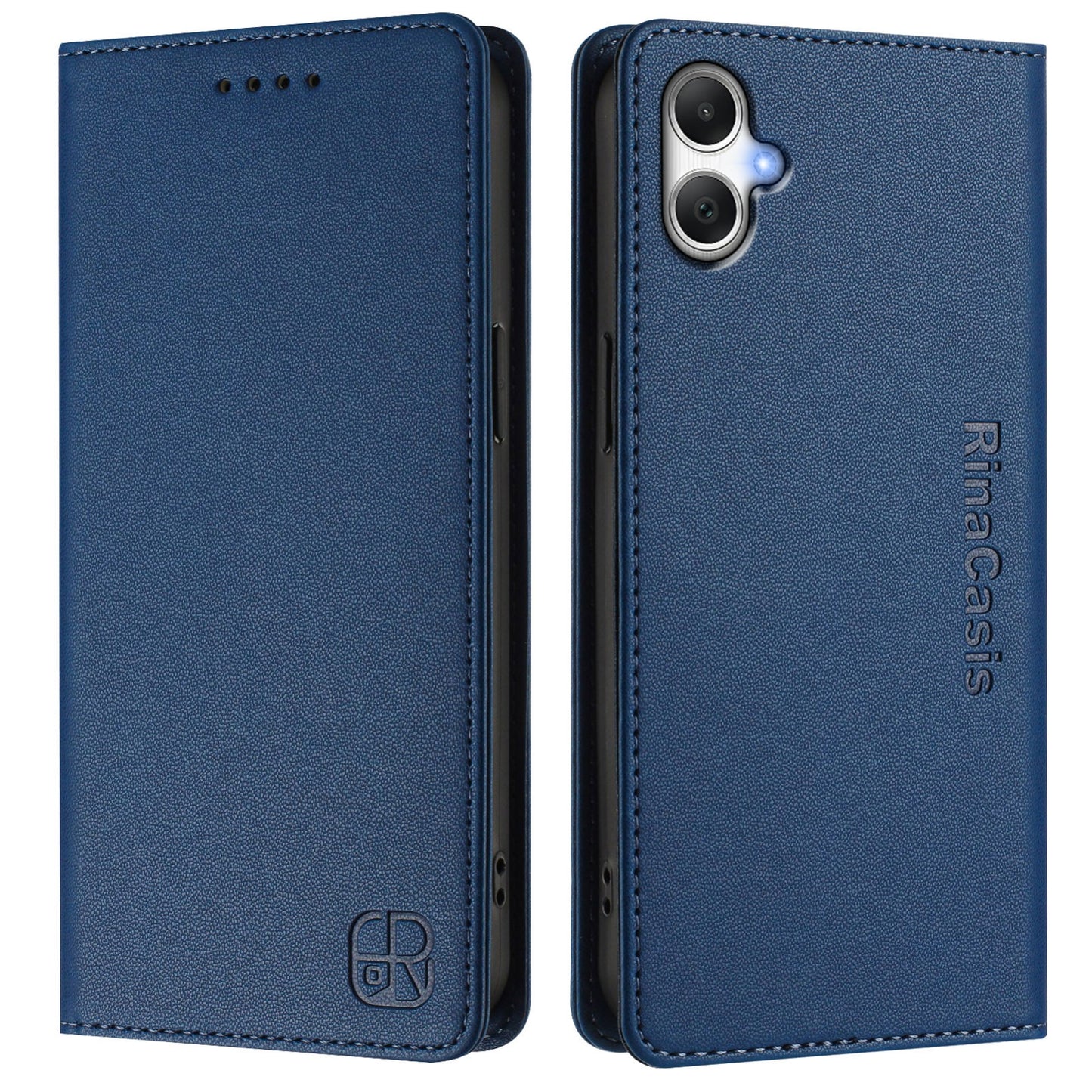 Samsung Galaxy A06 5G Dual-Folded Magnetic Suction RFID Blocking PU Leather Wallet Phone Case with Card Slots, Cash Pocket, Kickstand, Full Protective Flip Cover