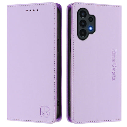 Samsung Galaxy A13 5G Dual-Folded Magnetic Suction RFID Blocking PU Leather Wallet Phone Case with Card Slots, Cash Pocket, Kickstand, Full Protective Flip Cover