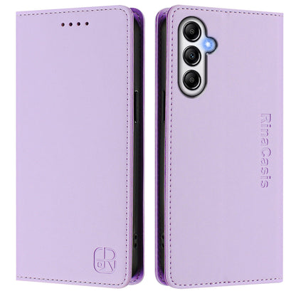 Samsung Galaxy A14 5G Dual-Folded Magnetic Suction RFID Blocking PU Leather Wallet Phone Case with Card Slots, Cash Pocket, Kickstand, Full Protective Flip Cover