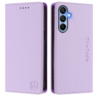 Samsung Galaxy A15 4G Dual-Folded Magnetic Suction RFID Blocking PU Leather Wallet Phone Case with Card Slots, Cash Pocket, Kickstand, Full Protective Flip Cover