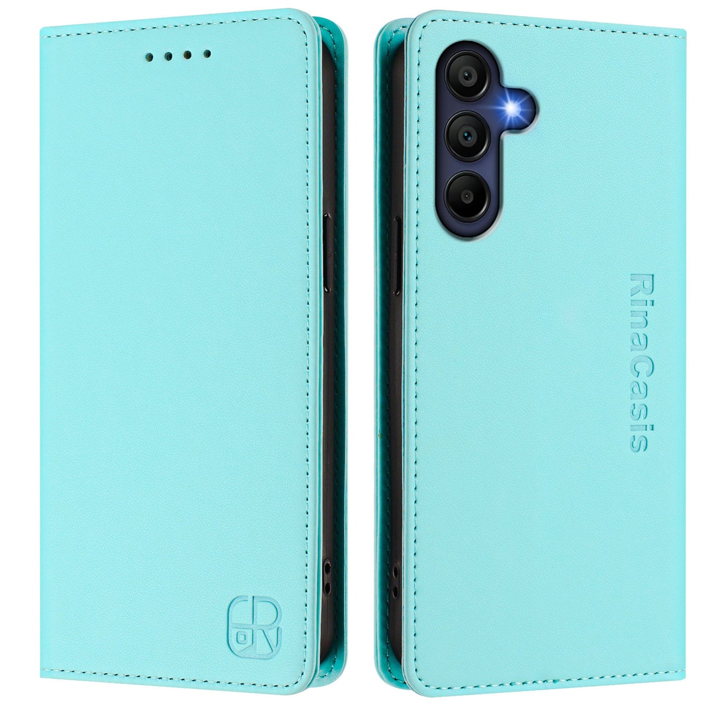 Samsung Galaxy A16 5G Dual-Folded Magnetic Suction RFID Blocking PU Leather Wallet Phone Case with Card Slots, Cash Pocket, Kickstand, Full Protective Flip Cover