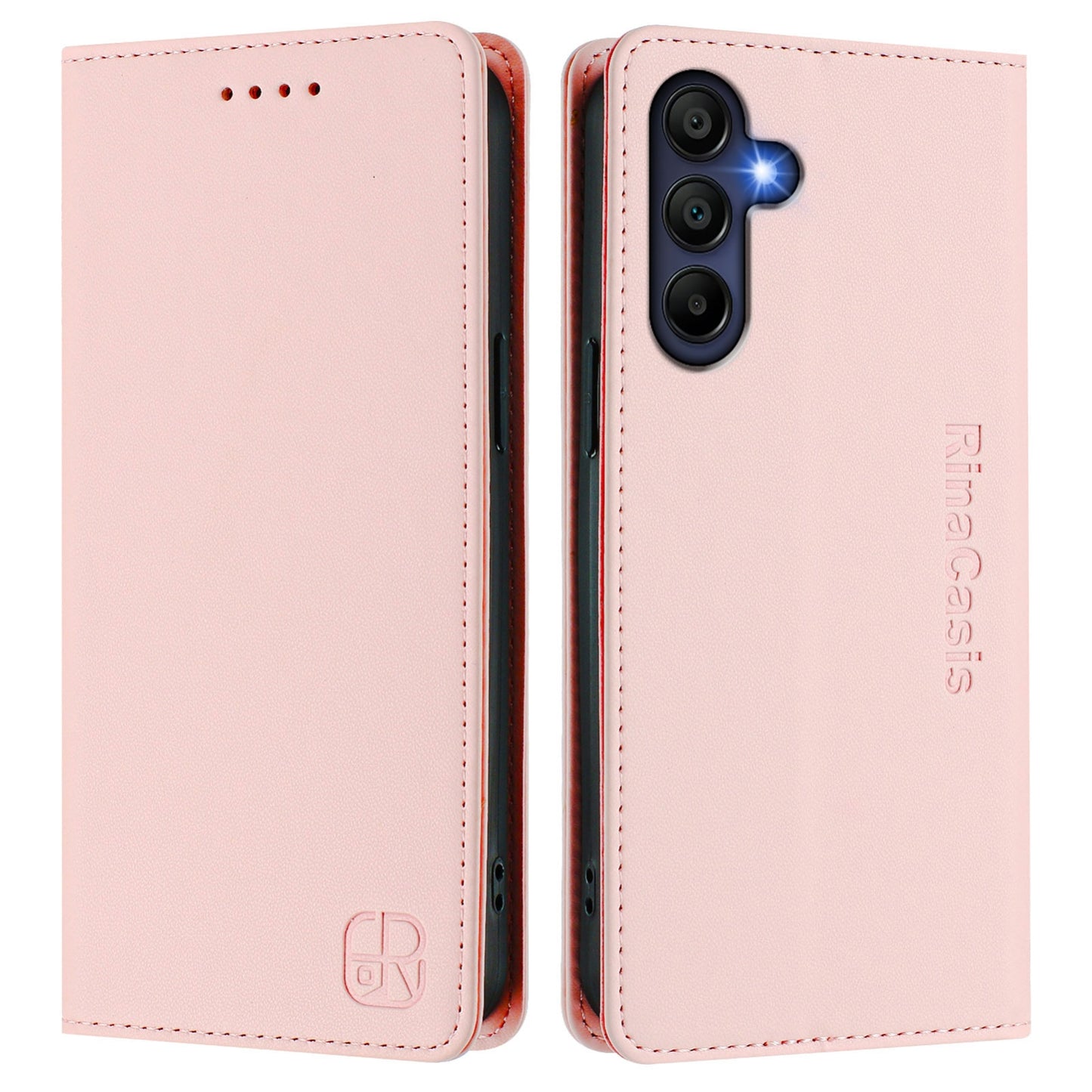 Samsung Galaxy A16 5G Dual-Folded Magnetic Suction RFID Blocking PU Leather Wallet Phone Case with Card Slots, Cash Pocket, Kickstand, Full Protective Flip Cover