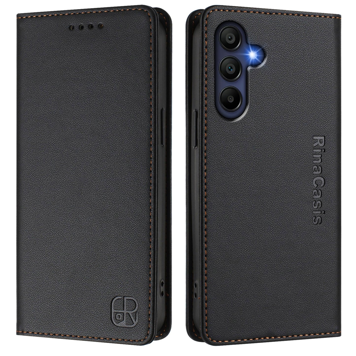 Samsung Galaxy A16 5G Dual-Folded Magnetic Suction RFID Blocking PU Leather Wallet Phone Case with Card Slots, Cash Pocket, Kickstand, Full Protective Flip Cover