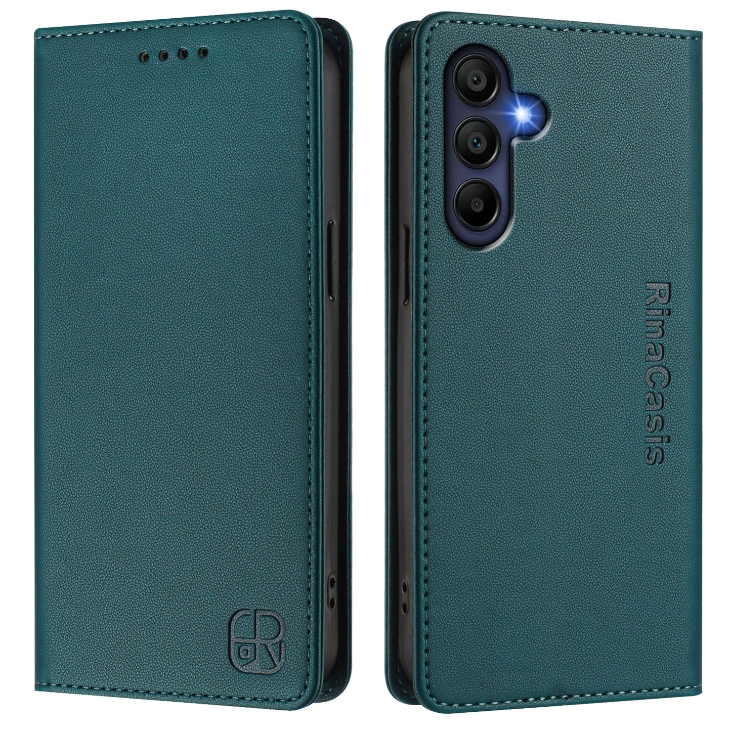 Samsung Galaxy A16 5G Dual-Folded Magnetic Suction RFID Blocking PU Leather Wallet Phone Case with Card Slots, Cash Pocket, Kickstand, Full Protective Flip Cover