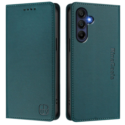 Samsung Galaxy A16 5G Dual-Folded Magnetic Suction RFID Blocking PU Leather Wallet Phone Case with Card Slots, Cash Pocket, Kickstand, Full Protective Flip Cover