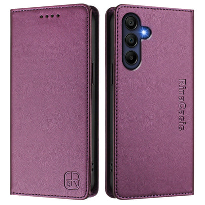 Samsung Galaxy A16 5G Dual-Folded Magnetic Suction RFID Blocking PU Leather Wallet Phone Case with Card Slots, Cash Pocket, Kickstand, Full Protective Flip Cover