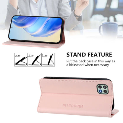 Samsung Galaxy A22s 5G Dual-Folded Magnetic Suction RFID Blocking PU Leather Wallet Phone Case with Card Slots, Cash Pocket, Kickstand, Full Protective Flip Cover