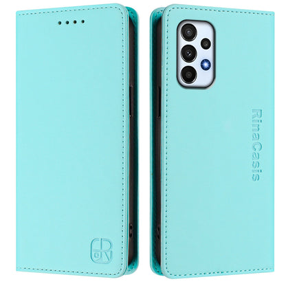 Samsung Galaxy A23 5G Dual-Folded Magnetic Suction RFID Blocking PU Leather Wallet Phone Case with Card Slots, Cash Pocket, Kickstand, Full Protective Flip Cover