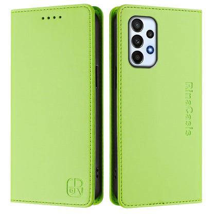 Samsung Galaxy A23 4G Dual-Folded Magnetic Suction RFID Blocking PU Leather Wallet Phone Case with Card Slots, Cash Pocket, Kickstand, Full Protective Flip Cover