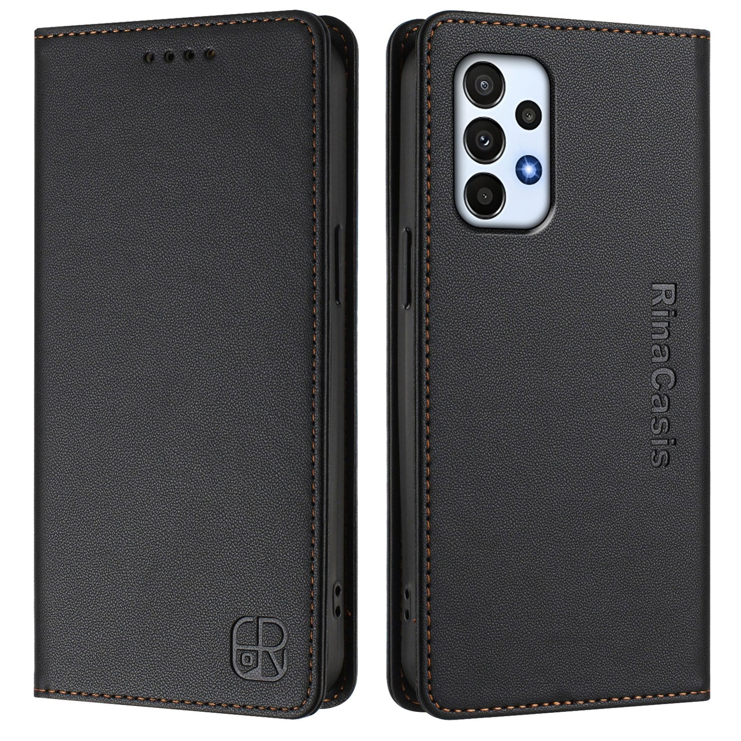 Samsung Galaxy A23 4G Dual-Folded Magnetic Suction RFID Blocking PU Leather Wallet Phone Case with Card Slots, Cash Pocket, Kickstand, Full Protective Flip Cover
