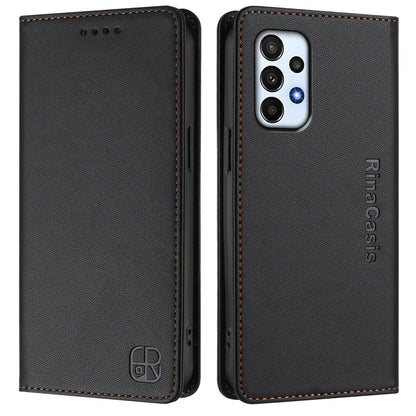 Samsung Galaxy A23 5G Dual-Folded Magnetic Suction RFID Blocking PU Leather Wallet Phone Case with Card Slots, Cash Pocket, Kickstand, Full Protective Flip Cover