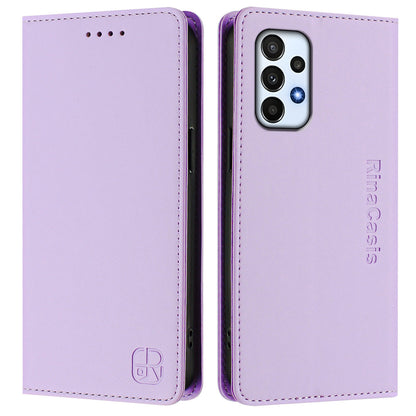 Samsung Galaxy A23 4G Dual-Folded Magnetic Suction RFID Blocking PU Leather Wallet Phone Case with Card Slots, Cash Pocket, Kickstand, Full Protective Flip Cover