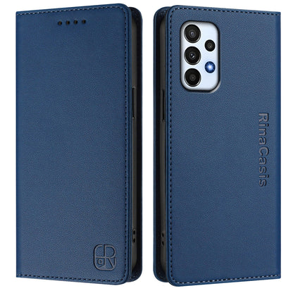Samsung Galaxy A23 4G Dual-Folded Magnetic Suction RFID Blocking PU Leather Wallet Phone Case with Card Slots, Cash Pocket, Kickstand, Full Protective Flip Cover