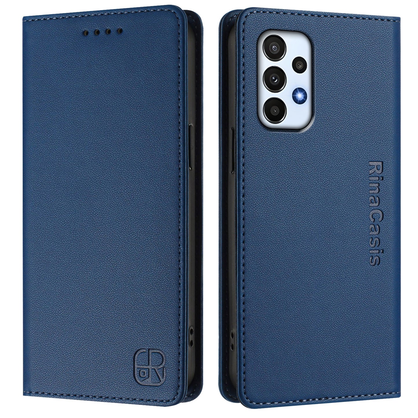 Samsung Galaxy A23 5G Dual-Folded Magnetic Suction RFID Blocking PU Leather Wallet Phone Case with Card Slots, Cash Pocket, Kickstand, Full Protective Flip Cover