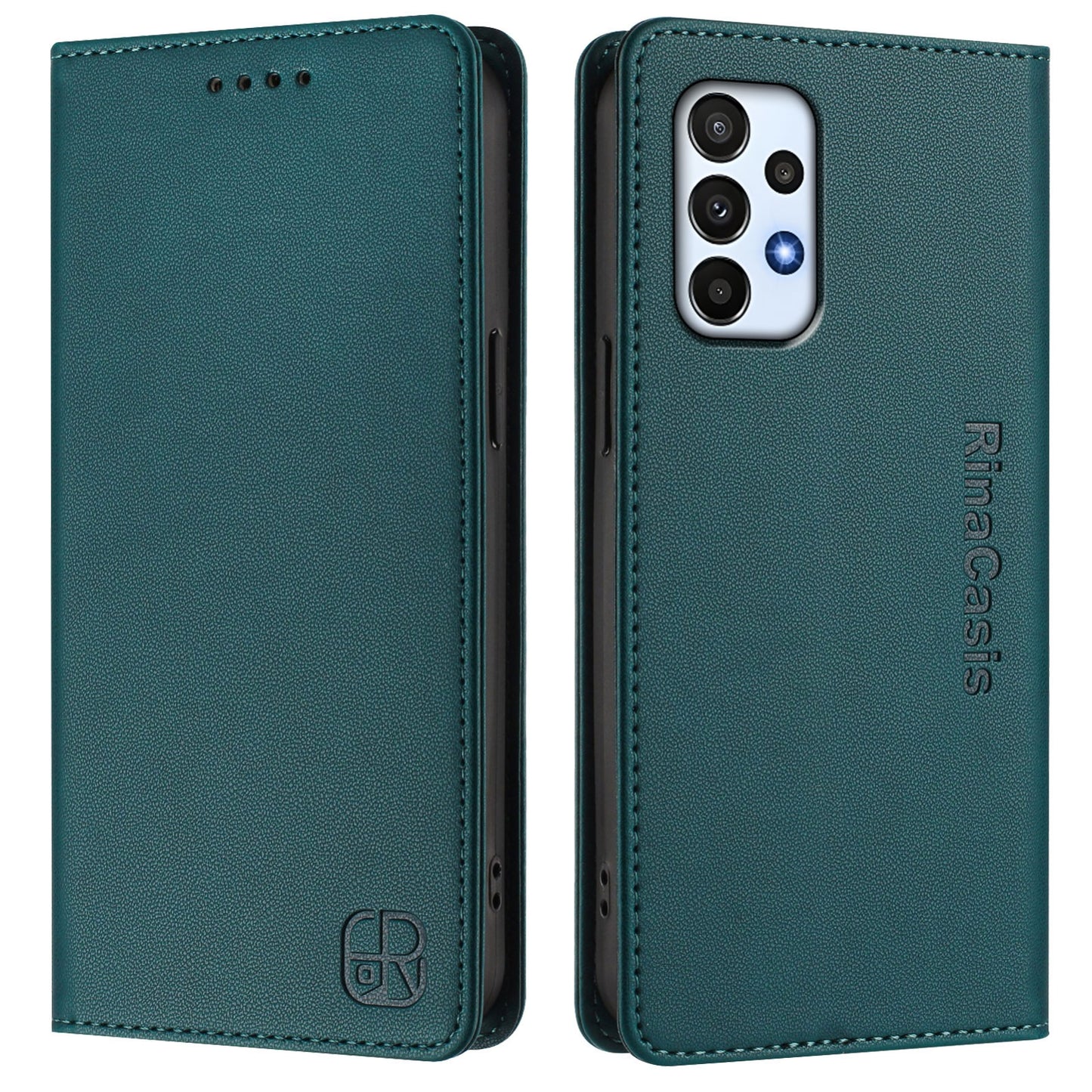 Samsung Galaxy A23 4G Dual-Folded Magnetic Suction RFID Blocking PU Leather Wallet Phone Case with Card Slots, Cash Pocket, Kickstand, Full Protective Flip Cover