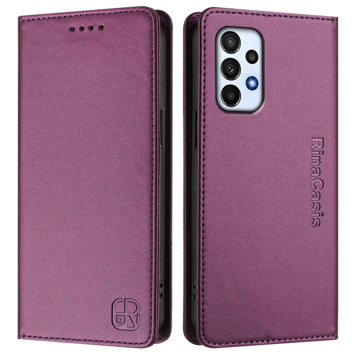Samsung Galaxy A23 4G Dual-Folded Magnetic Suction RFID Blocking PU Leather Wallet Phone Case with Card Slots, Cash Pocket, Kickstand, Full Protective Flip Cover