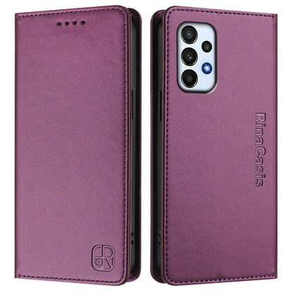 Samsung Galaxy A23 4G Dual-Folded Magnetic Suction RFID Blocking PU Leather Wallet Phone Case with Card Slots, Cash Pocket, Kickstand, Full Protective Flip Cover