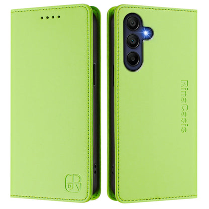 Samsung Galaxy A26 5G Dual-Folded Magnetic Suction RFID Blocking PU Leather Wallet Phone Case with Card Slots, Cash Pocket, Kickstand, Full Protective Flip Cover