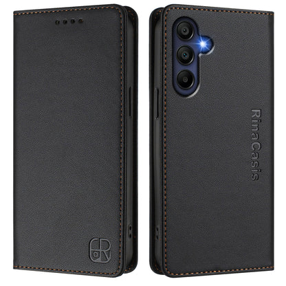 Samsung Galaxy A26 5G Dual-Folded Magnetic Suction RFID Blocking PU Leather Wallet Phone Case with Card Slots, Cash Pocket, Kickstand, Full Protective Flip Cover