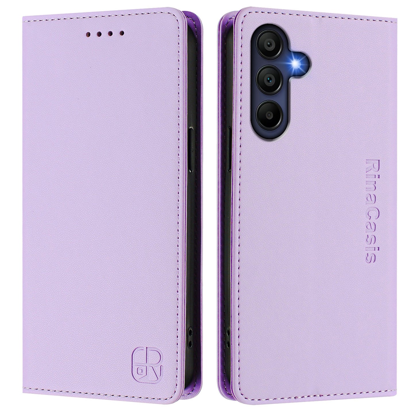 Samsung Galaxy A26 5G Dual-Folded Magnetic Suction RFID Blocking PU Leather Wallet Phone Case with Card Slots, Cash Pocket, Kickstand, Full Protective Flip Cover