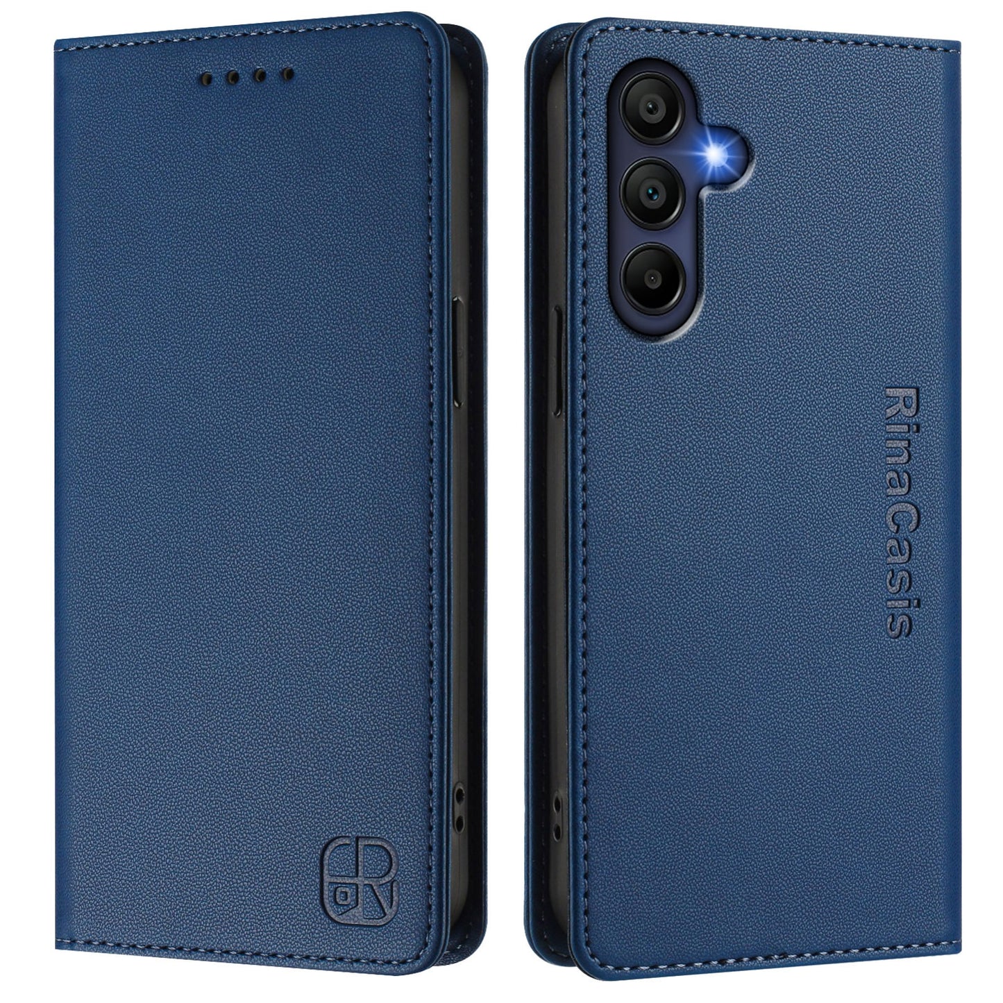Samsung Galaxy A26 5G Dual-Folded Magnetic Suction RFID Blocking PU Leather Wallet Phone Case with Card Slots, Cash Pocket, Kickstand, Full Protective Flip Cover