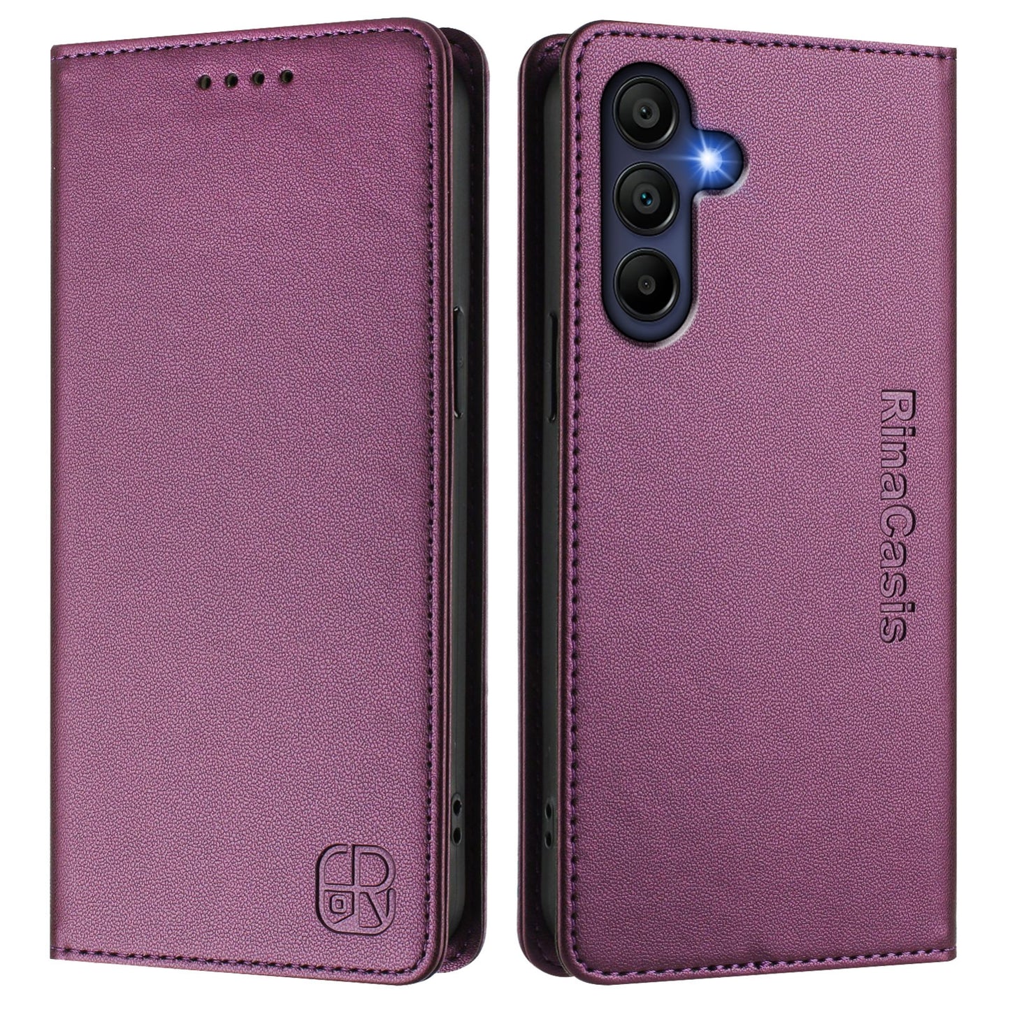 Samsung Galaxy A26 5G Dual-Folded Magnetic Suction RFID Blocking PU Leather Wallet Phone Case with Card Slots, Cash Pocket, Kickstand, Full Protective Flip Cover