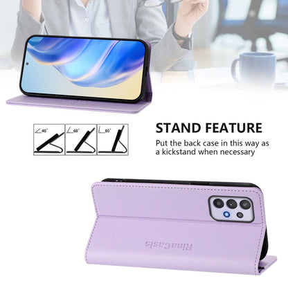 Samsung Galaxy A32 5G Dual-Folded Magnetic Suction RFID Blocking PU Leather Wallet Phone Case with Card Slots, Cash Pocket, Kickstand, Full Protective Flip Cover