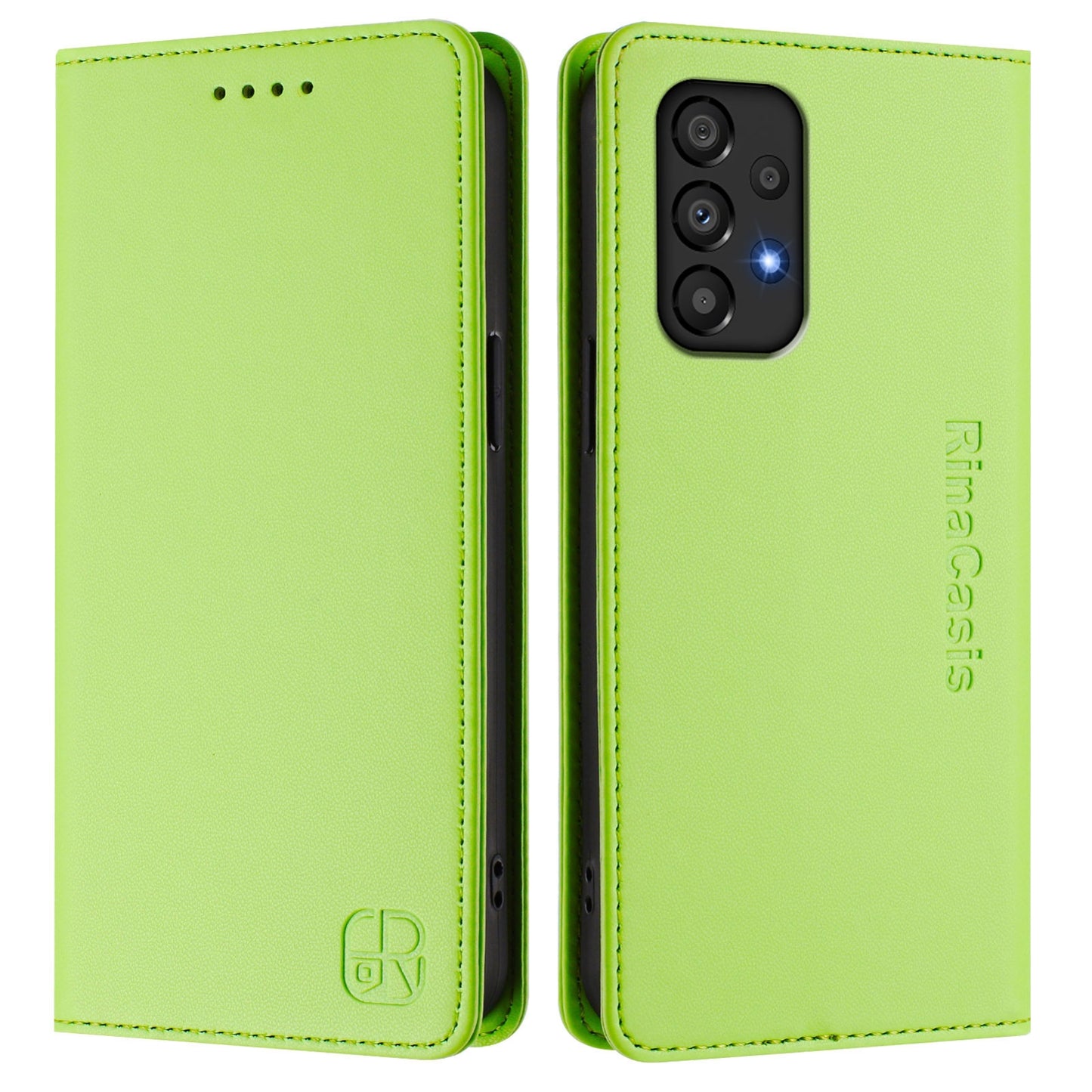 Samsung Galaxy A33 5G Dual-Folded Magnetic Suction RFID Blocking PU Leather Wallet Phone Case with Card Slots, Cash Pocket, Kickstand, Full Protective Flip Cover