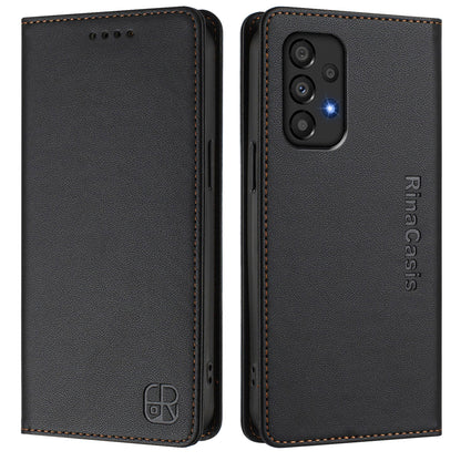 Samsung Galaxy A33 5G Dual-Folded Magnetic Suction RFID Blocking PU Leather Wallet Phone Case with Card Slots, Cash Pocket, Kickstand, Full Protective Flip Cover