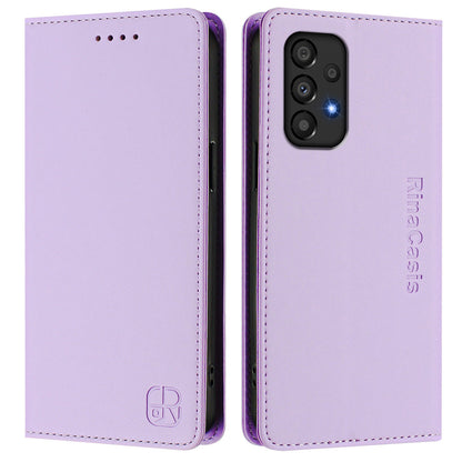 Samsung Galaxy A33 5G Dual-Folded Magnetic Suction RFID Blocking PU Leather Wallet Phone Case with Card Slots, Cash Pocket, Kickstand, Full Protective Flip Cover