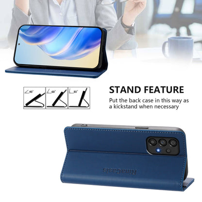 Samsung Galaxy A33 5G Dual-Folded Magnetic Suction RFID Blocking PU Leather Wallet Phone Case with Card Slots, Cash Pocket, Kickstand, Full Protective Flip Cover
