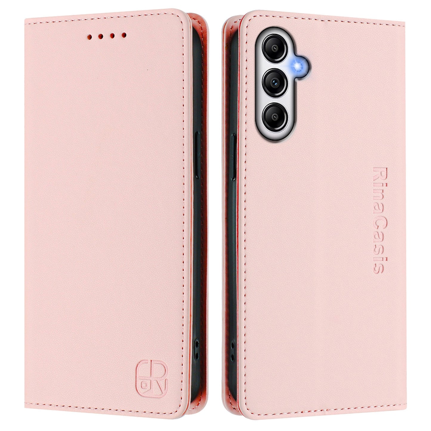 Samsung Galaxy A35 5G Dual-Folded Magnetic Suction RFID Blocking PU Leather Wallet Phone Case with Card Slots, Cash Pocket, Kickstand, Full Protective Flip Cover