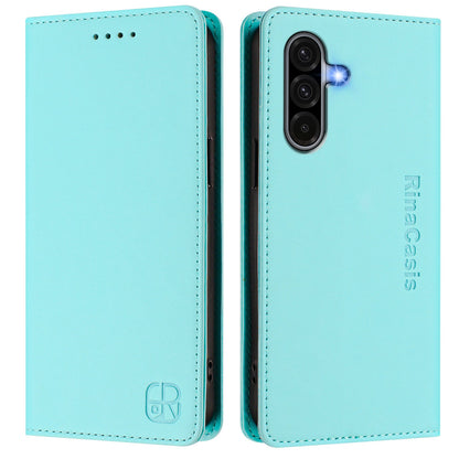 Samsung Galaxy A36 5G Dual-Folded Magnetic Suction RFID Blocking PU Leather Wallet Phone Case with Card Slots, Cash Pocket, Kickstand, Full Protective Flip Cover