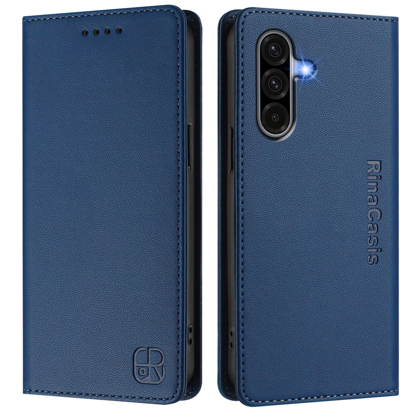 Samsung Galaxy A36 5G Dual-Folded Magnetic Suction RFID Blocking PU Leather Wallet Phone Case with Card Slots, Cash Pocket, Kickstand, Full Protective Flip Cover