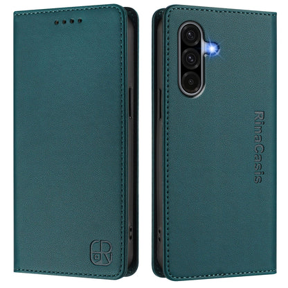 Samsung Galaxy A36 5G Dual-Folded Magnetic Suction RFID Blocking PU Leather Wallet Phone Case with Card Slots, Cash Pocket, Kickstand, Full Protective Flip Cover