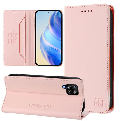 Samsung Galaxy A42 5G Dual-Folded Magnetic Suction RFID Blocking PU Leather Wallet Phone Case with Card Slots, Cash Pocket, Kickstand, Full Protective Flip Cover