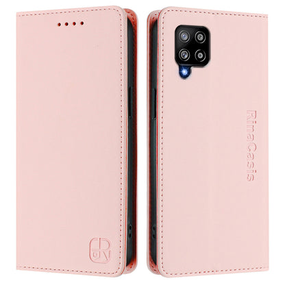 Samsung Galaxy A42 5G Dual-Folded Magnetic Suction RFID Blocking PU Leather Wallet Phone Case with Card Slots, Cash Pocket, Kickstand, Full Protective Flip Cover