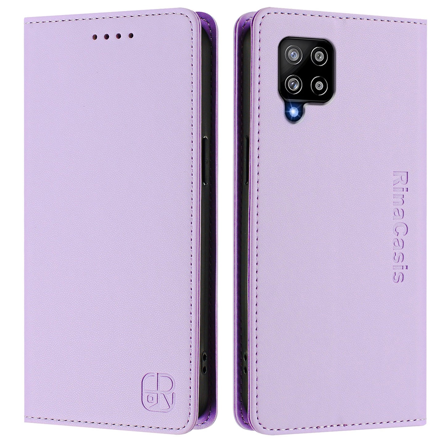 Samsung Galaxy A42 5G Dual-Folded Magnetic Suction RFID Blocking PU Leather Wallet Phone Case with Card Slots, Cash Pocket, Kickstand, Full Protective Flip Cover
