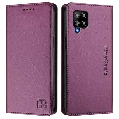 Samsung Galaxy A42 5G Dual-Folded Magnetic Suction RFID Blocking PU Leather Wallet Phone Case with Card Slots, Cash Pocket, Kickstand, Full Protective Flip Cover