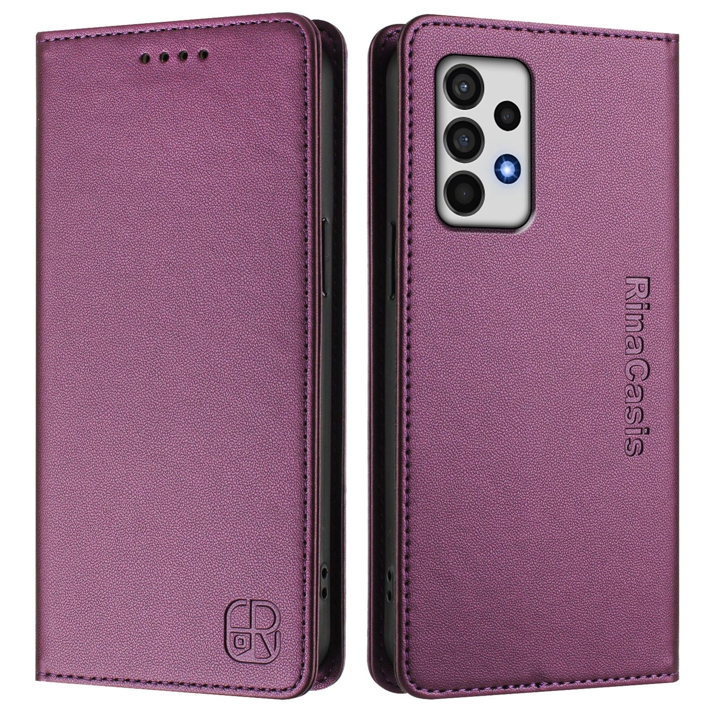 Samsung Galaxy A52 5G Dual-Folded Magnetic Suction RFID Blocking PU Leather Wallet Phone Case with Card Slots, Cash Pocket, Kickstand, Full Protective Flip Cover