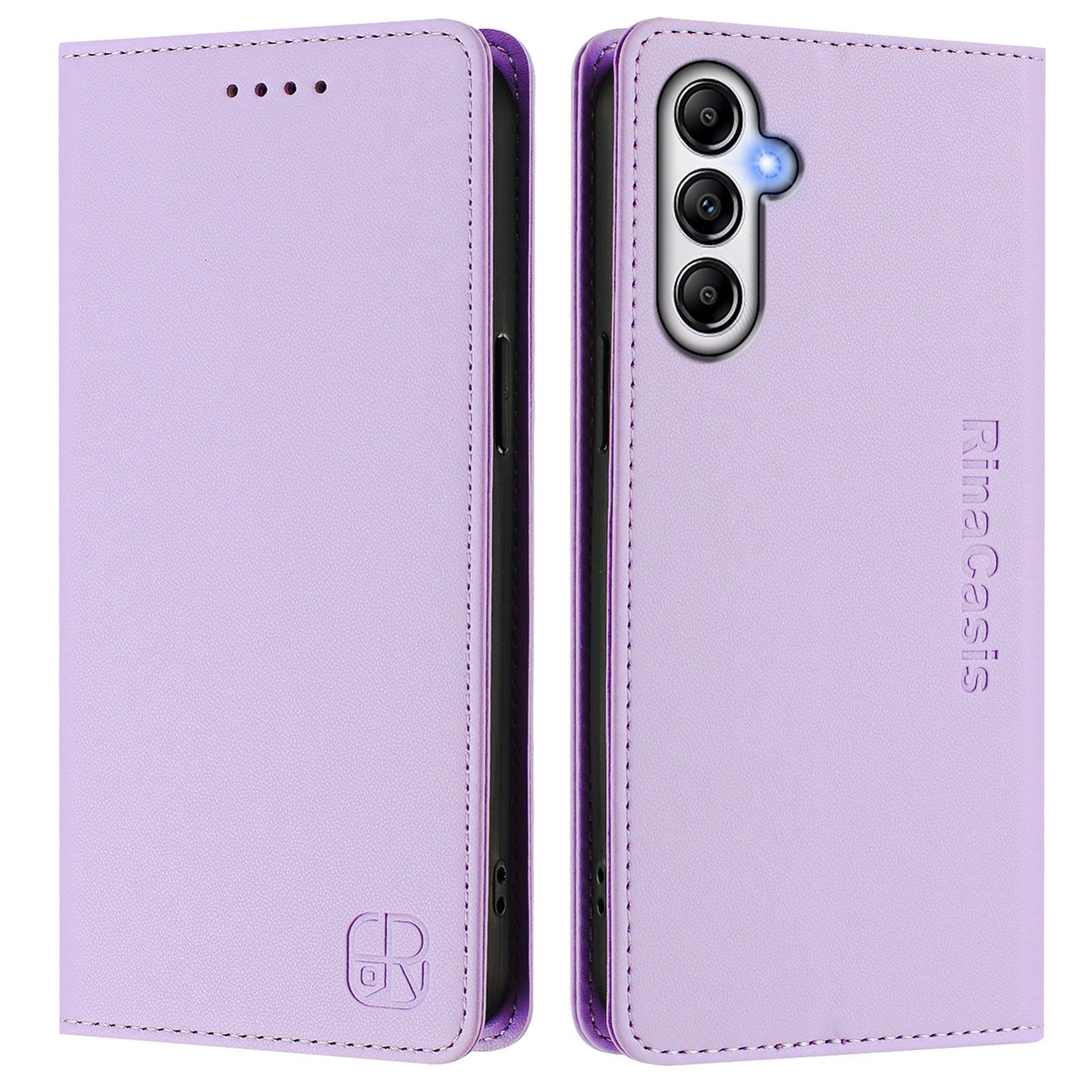 Samsung Galaxy A54 5G Dual-Folded Magnetic Suction RFID Blocking PU Leather Wallet Phone Case with Card Slots, Cash Pocket, Kickstand, Full Protective Flip Cover