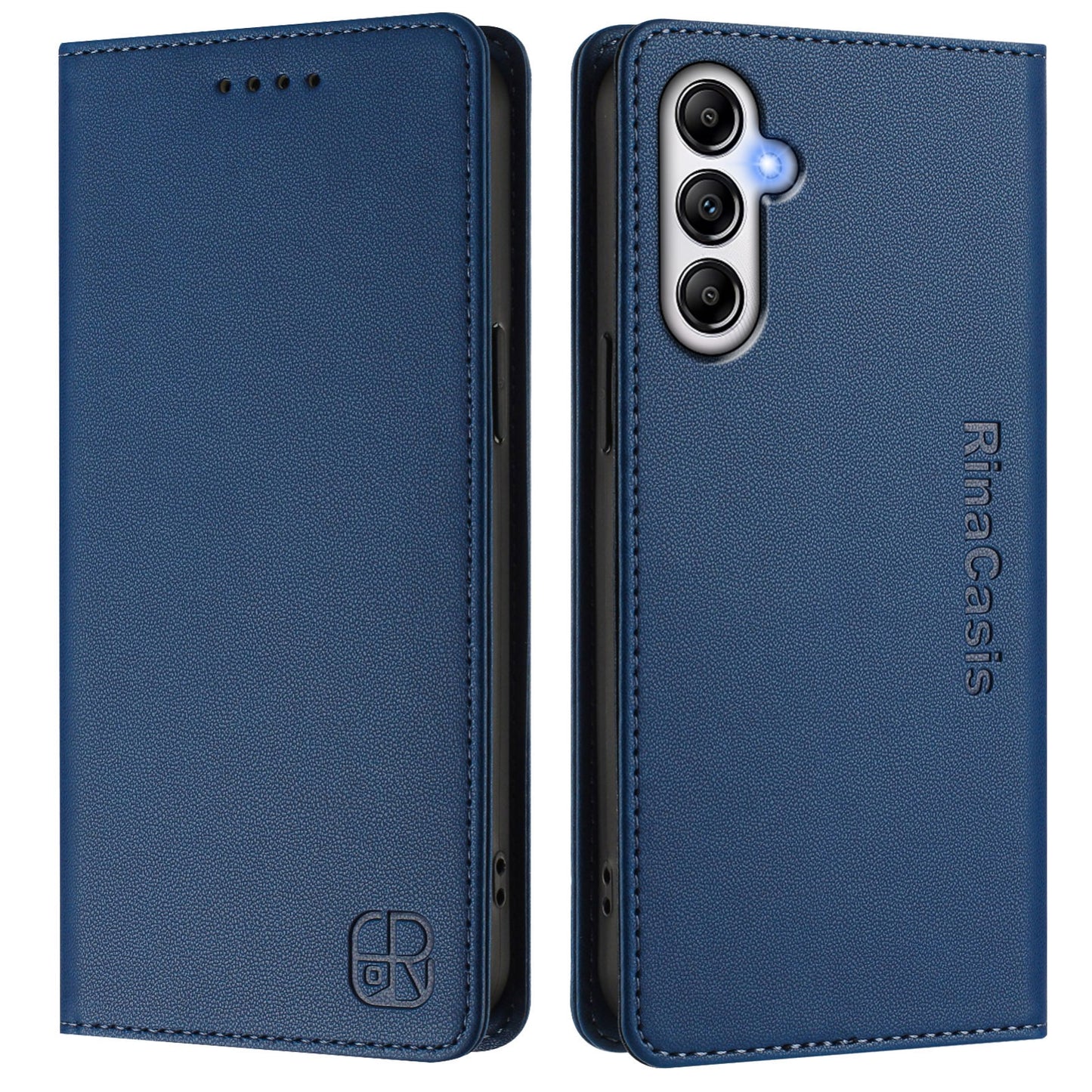 Samsung Galaxy A54 5G Dual-Folded Magnetic Suction RFID Blocking PU Leather Wallet Phone Case with Card Slots, Cash Pocket, Kickstand, Full Protective Flip Cover