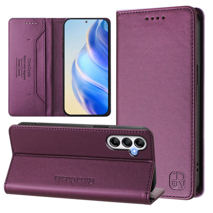 Samsung Galaxy A54 5G Dual-Folded Magnetic Suction RFID Blocking PU Leather Wallet Phone Case with Card Slots, Cash Pocket, Kickstand, Full Protective Flip Cover