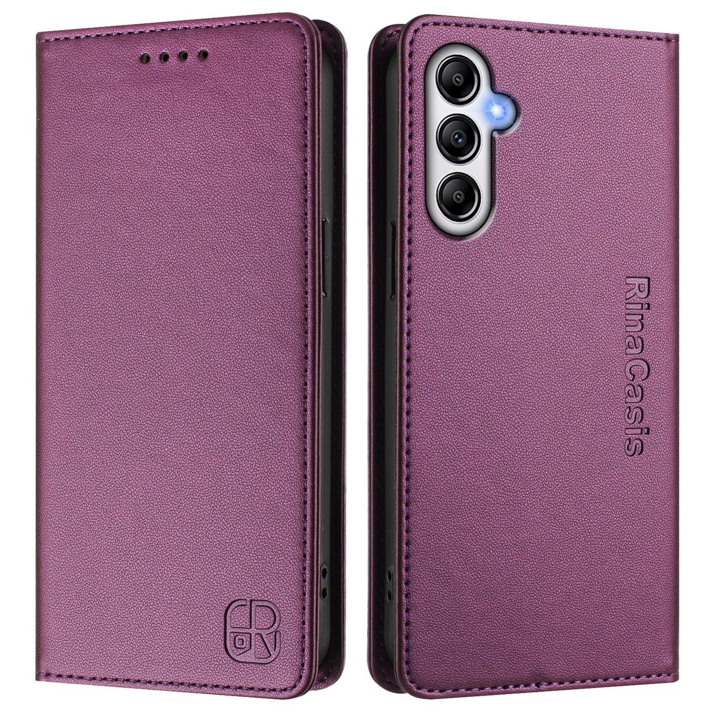 Samsung Galaxy A54 5G Dual-Folded Magnetic Suction RFID Blocking PU Leather Wallet Phone Case with Card Slots, Cash Pocket, Kickstand, Full Protective Flip Cover