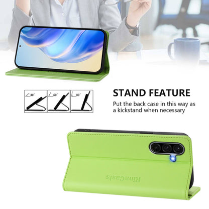 Samsung Galaxy A56 5G Dual-Folded Magnetic Suction RFID Blocking PU Leather Wallet Phone Case with Card Slots, Cash Pocket, Kickstand, Full Protective Flip Cover