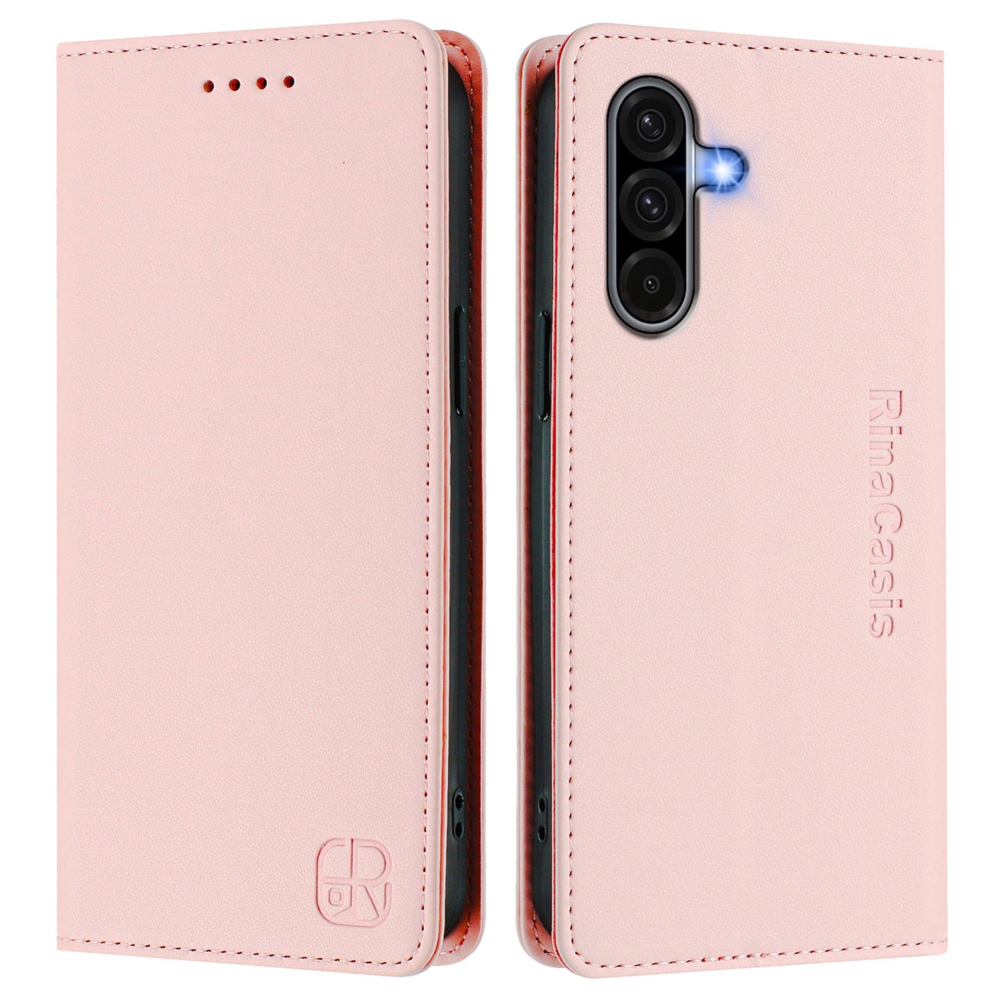 Samsung Galaxy A56 5G Dual-Folded Magnetic Suction RFID Blocking PU Leather Wallet Phone Case with Card Slots, Cash Pocket, Kickstand, Full Protective Flip Cover