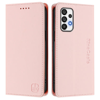 Samsung Galaxy A72 4G Dual-Folded Magnetic Suction RFID Blocking PU Leather Wallet Phone Case with Card Slots, Cash Pocket, Kickstand, Full Protective Flip Cover